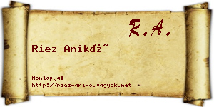 Riez Anikó névjegykártya